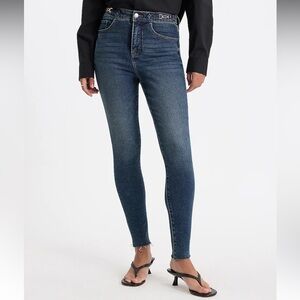 High Waisted Dark Wash Horsebit Hyper Sculpt Skinny Jeans